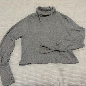 Michael Lauren Heather Gray Turtleneck Cropped Sweater
